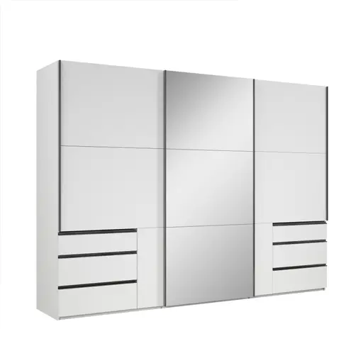 Schwebetürenschrank- B ca. 300 cm, Weiß