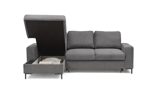 Ecksofa - Longchair links mit 2-Sitzer, Stoff, Anthrazit