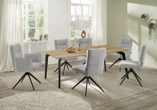 Esstisch - LB ca. 200x100 cm, Wildeiche massiv geölt Legno Light, Schweizer Kante, Schwarz