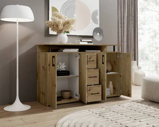 Highboard - B ca. 139 cm, Artisan Eiche Nachbildung