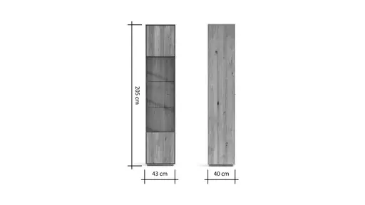 Vitrine Saratoga - links, Wildeiche massiv, natur geölt