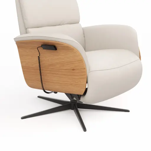 Relaxsessel Amila - Größe L, inkl. 4-motorischer Relaxfunktion und Aufstehhilfe, Leder, Silbergrau