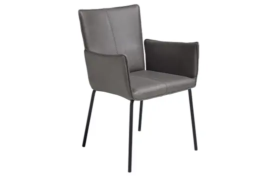 Armlehnstuhl 4900 - Leder, Eisengrau, Innenliegendes Gestell, Schwarz