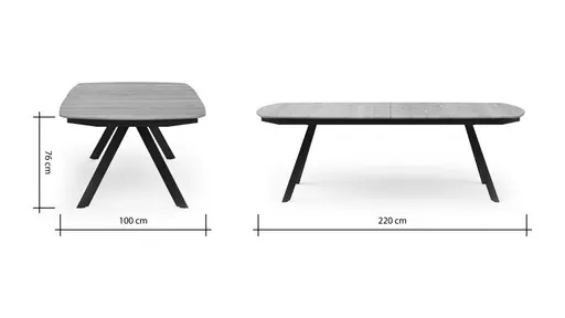 Esstisch Dinner - ausziehbar, LB ca. 220x100 cm, Eiche massiv
