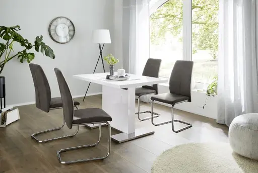 Esstisch - ausziehbar, LB ca. 120x80 cm, Weiß, Hochglanz