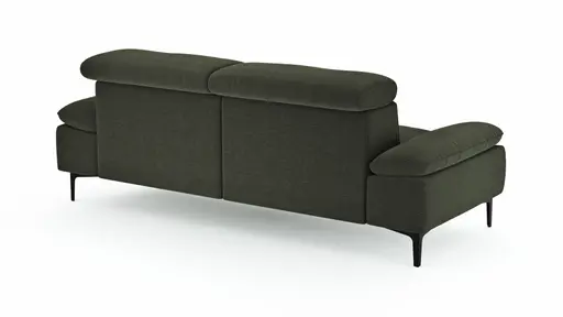Sofa Felipa - 3-Sitzer inkl. Kopfteil verstellbar, Stoff, Dunkelgrün