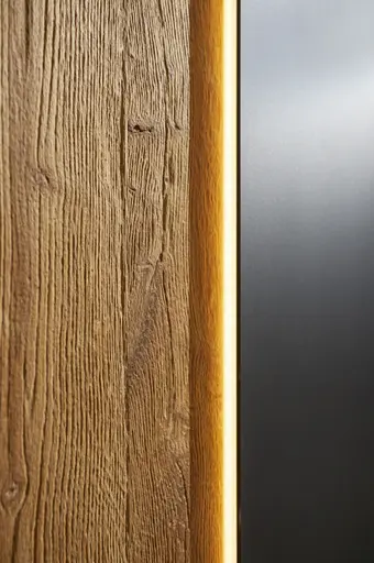 Drehtürenschrank Ottawa - inkl. Beleuchtung und Passepartout, B ca. 297 cm, Wildeiche massiv / Glas Anthrazit