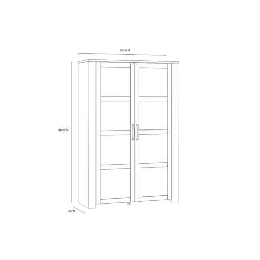 Vitrine FELLIAN- B ca. 106 cm, Weiß, Eiche Dekor