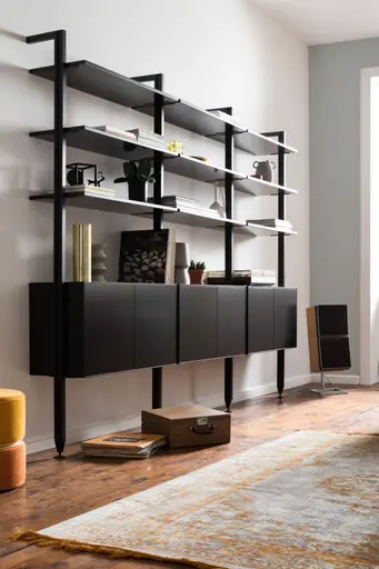 Regal Edge - B ca. 283 cm, Lack, Schwarz