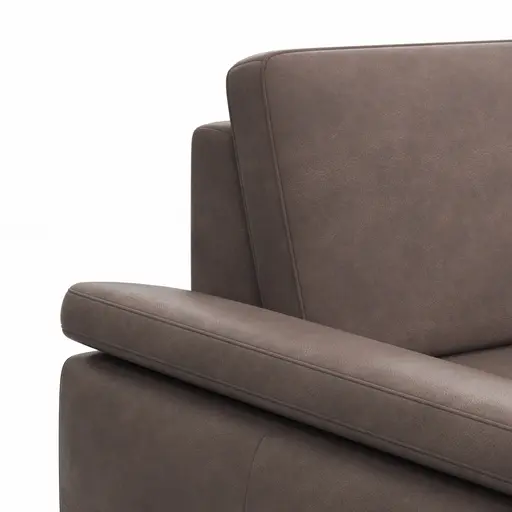 Ecksofa Houston - 1,75-Sitzer mit Longchair groß rechts, inkl. Sitztiefenverstellung und Armlehne klappbar, Leder, Dunkelbraun