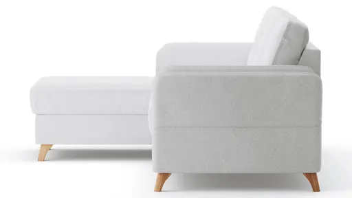 Ecksofa Vayra - Longchair links mit 2,5-Sitzer rechts, Stoff, Offwhite