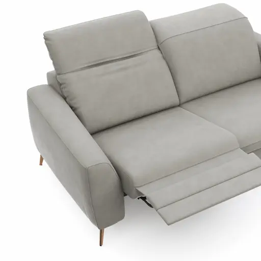 Sofa Tulsa KV - 2,5-Sitzer, inkl. Relaxfunktion und Kopfteilverstellung (motorisch), Leder, Graubeige