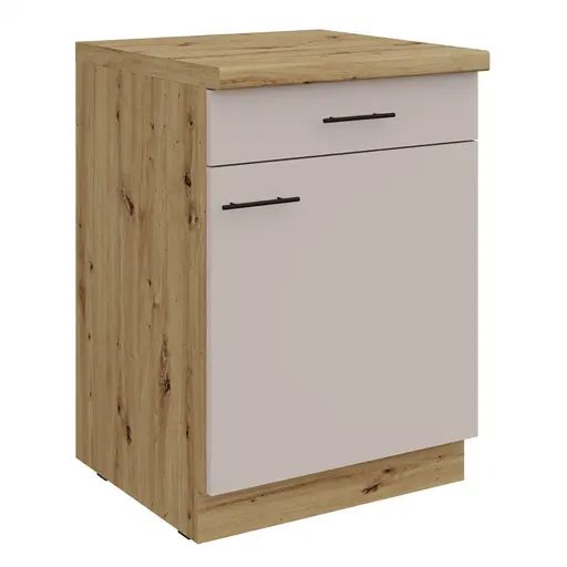 Unterschrank- B ca. 60 cm, Eiche Dekor, Kaschmir, Matt