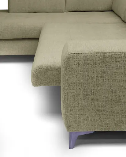 Ecksofa - Ecke links mit 2-Sitzer, Kopfteil verstellbar, Sitztiefe verstellbar motorisch, Stoff, Sand