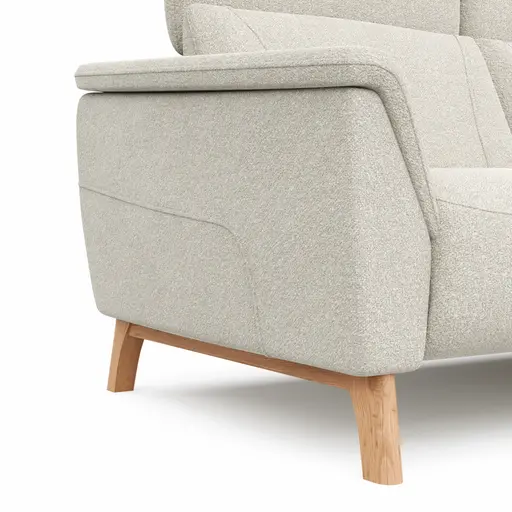 Ecksofa Nevin - 2-Sitzer mit Longchair rechts, inkl. Kopfpolsterverstellung, Stoff, Weiß