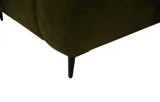 Ecksofa - 2-Sitzer mit Longchair rechts, Sitztiefe verstellbar motorisch/Kopfteil verstellbar, Stoff, Dunkelgrün