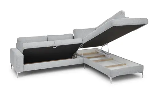 Ecksofa CALM 2.0 - 2,5-Sitzer mit Ecke rechts, Schlaffunktion mit Bettkasten, Stoff, Grau