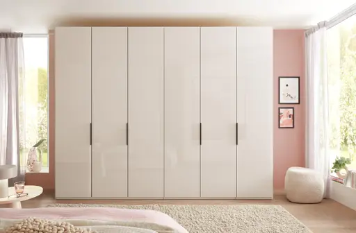 Drehtürenschrank - B. ca. 300 cm, Glastüren, Champagner