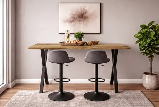 Bartresentisch - LB ca. 140x90 cm, Plankeneiche, Schwarz