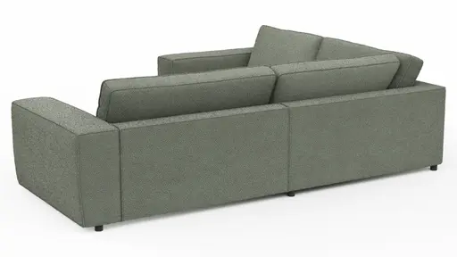 Ecksofa Lilaia - 1,5-Sitzer Tief, Ecke, 2-Sitzer rechts, Stoff, Olivgrün