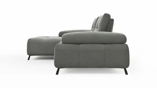 Ecksofa Comodo - Longchair Links, Stoff, Hellgrau