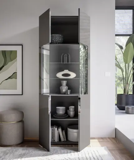 Vitrine- inkl. LED-Beleuchtung, Anthrazit