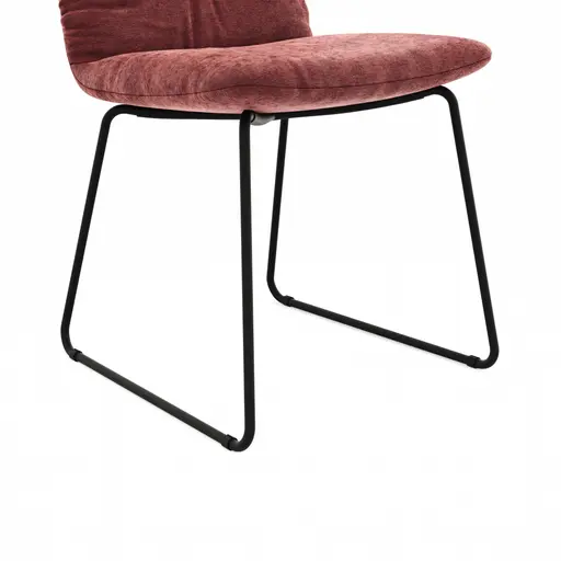 Stuhl Pelle - Stoff, Weinrot, Schwarzgrau, Kufe