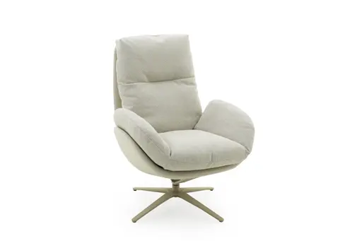 Drehsessel Nuvia - Stoff, Graubeige, Leder, Graubeige