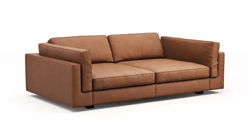 Sofa Aprino 3 - 3,5-Sitzer XXL, Dickleder, Cognac, Armlehne Kissen