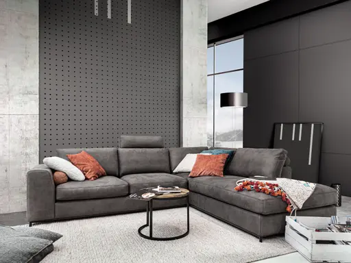 Ecksofa - 2-Sitzer mit Ecke rechts, Microfaser, Anthrazit