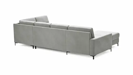 Wohnlandschaft Merlos H - Longchair links und 2,5-Sitzer mit Ecke rechts inkl. Relaxfunktion (motorisch), Stoff, Grau