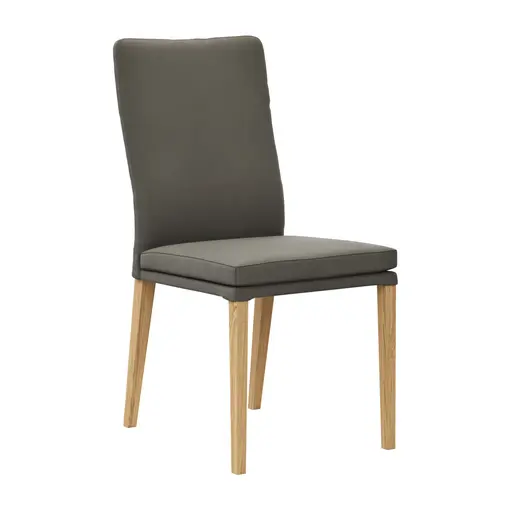 Stuhl Tuma- Leder, Graubraun