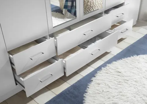 Drehtürenschrank- B ca. 271 cm, Weiß, Spiegel