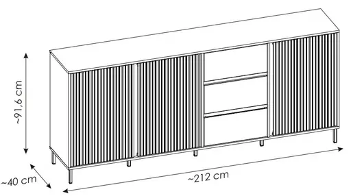 Sideboard - B ca. 212 cm, Anthrazit