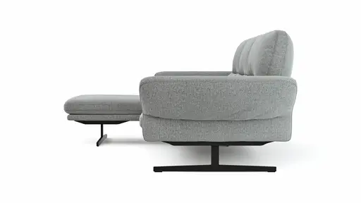 Ecksofa  Alexander - Longchair links mit 3-Sitzer inkl. Kopfstütze/Armlehne verstellbar, Stoff, Hellgrau