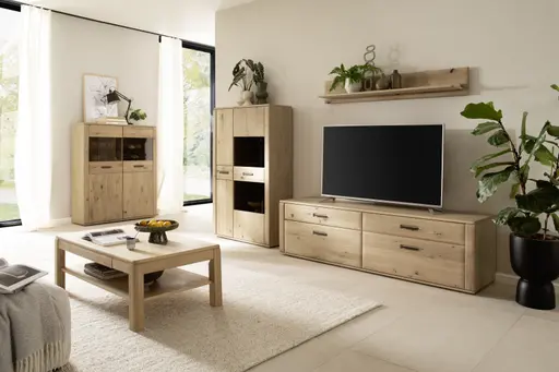 Couchtisch - mit Schubkasten, LBH ca. 115x65x42 cm, Balkeneiche, massiv