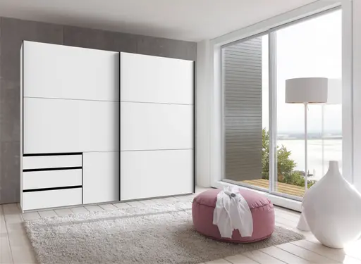 Schwebetürenschrank- B ca. 250 cm, Weiß