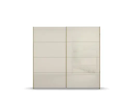 Schwebetürenschrank ROMAN- B ca. 226 cm, Eiche Dekor, Glas, Champagner