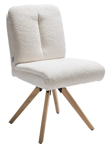 Stuhl Evania - Dreh und Relax-Funktion, niedriger Rücken, Stoff, Creme