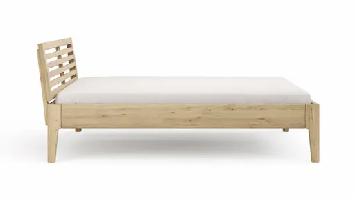 Bettgestell 1660 - Liegefläche ca. 160x200 cm, Wildeiche massiv, bianco geölt