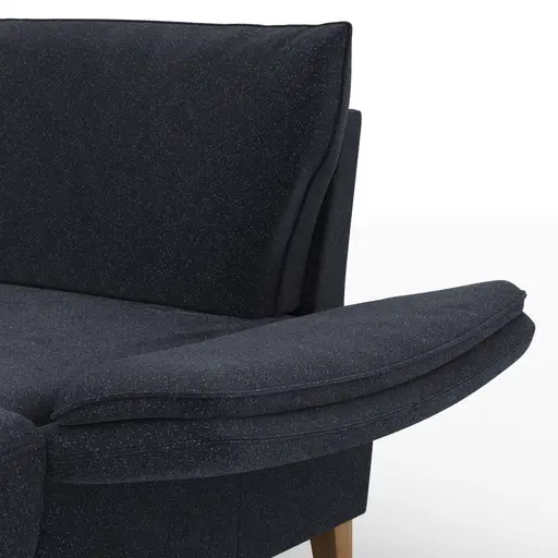 Sofa Stamford - inkl. Armlehne verstellbar und Kopfstütze, Ecksofa 2-sitzig und Abschlusshocker links mit 3,5-Sitzer, Bogen rechts, Stoff, Dunkelblau