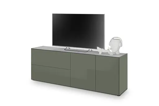 Lowboard - B ca. 181 cm, Olivgrün, Keramikoptik