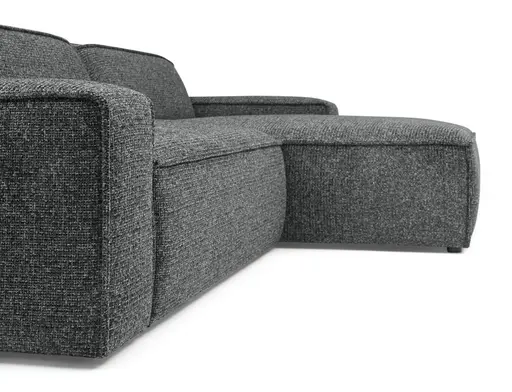 Ecksofa - 2-Sitzer mit Longchair rechts, Sitzvorzug motorisch, Stoff, Anthrazit