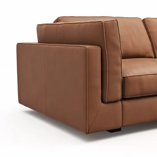 Sofa Aprino 3 - 3,5-Sitzer L, Dickleder, Cognac, Armlehne Kissen