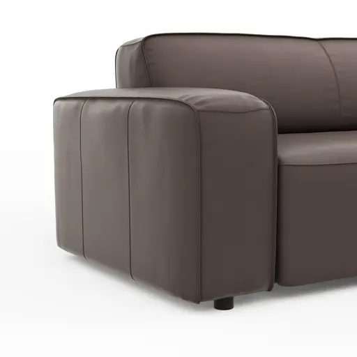 Ecksofa Denver - 2,5-Sitzer mit Longchair rechts, groß, Leder, Mocca