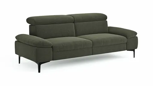 Sofa Felipa - 3-Sitzer inkl. Kopfteil verstellbar, Stoff, Dunkelgrün