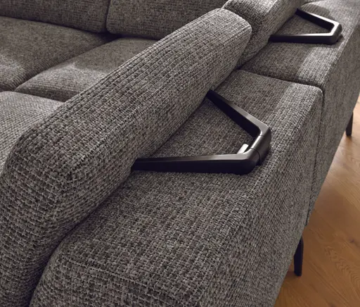 Ecksofa Benissa - Ecke und Abschlussteil mit 2,5-Sitzer rechts inkl. Rückenlehne verstellbar, Stoff, Dunkelgrau