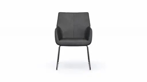 Armlehnstuhl Newcastle - Leder, Anthrazit