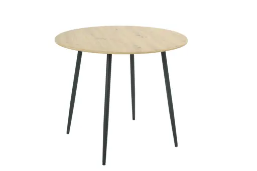 Esstisch - Ø/H ca. 90x75 cm, Artisan Eiche Nachbildung, Schwarz