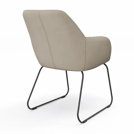 Armlehnstuhl Noli - Leder, Limone, Kufe